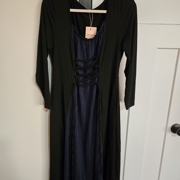 BCX Black and Navy Long Sleeve Dress - Picture 1 of 2